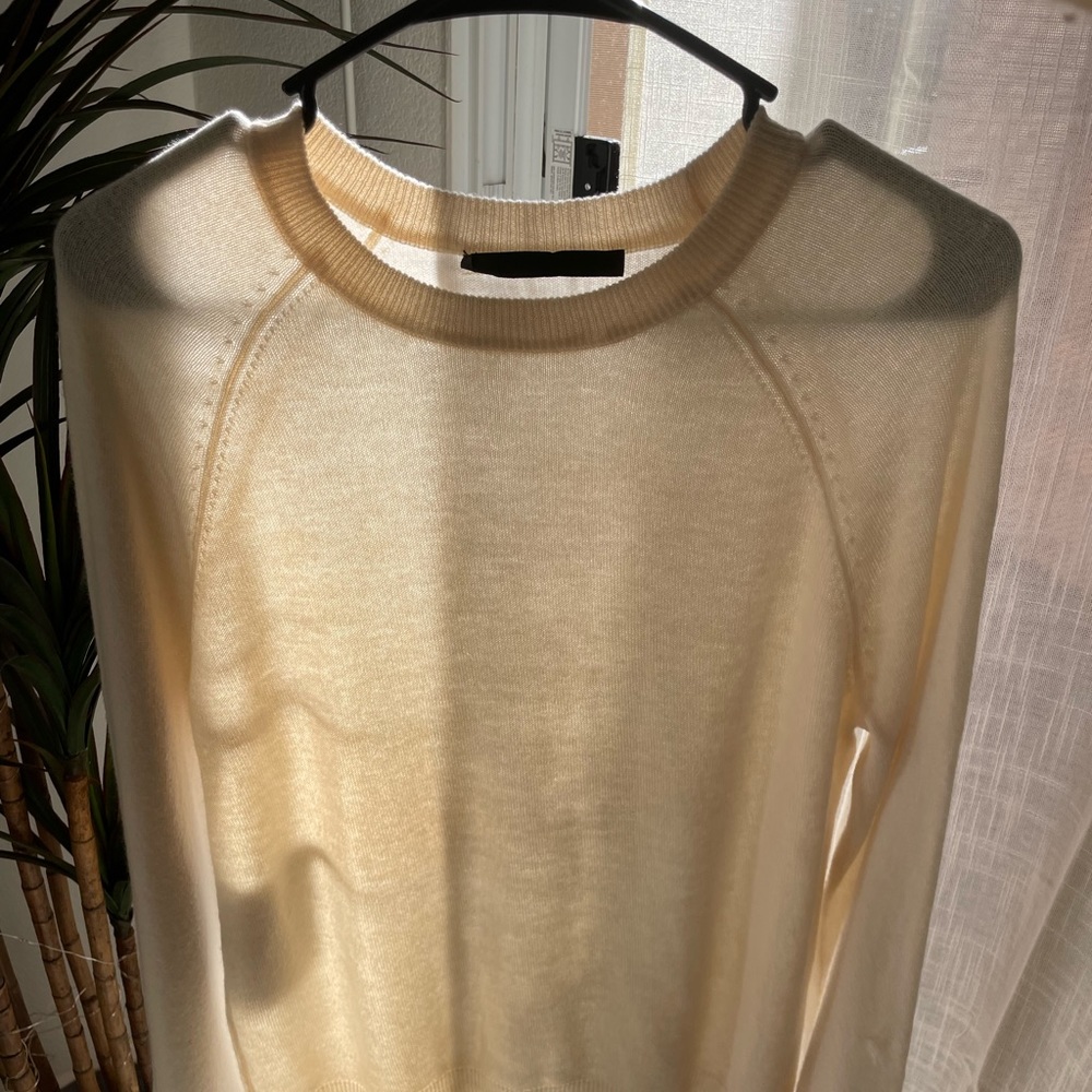 JENNI KAYNE 100% Cashmere Crewneck Sweater, Cream